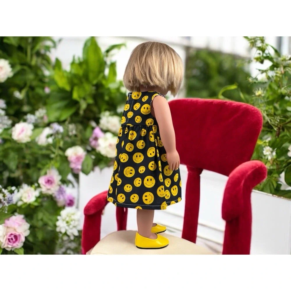 18 in Doll Smiley Face Emoji Dress Fits ‎ American Girl Dolls Handmade W/ Shoes